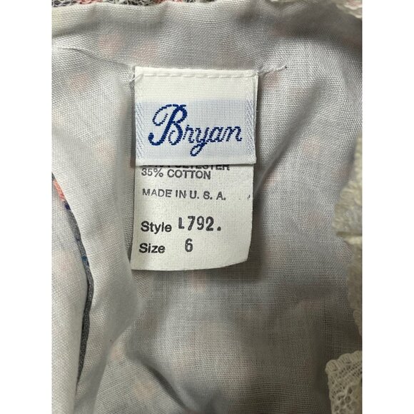 Vintage Mid Century Floral Lace Peasant Dress By Bryan 1970s Prairie Dress Sz 6 - Picture 3 of 4